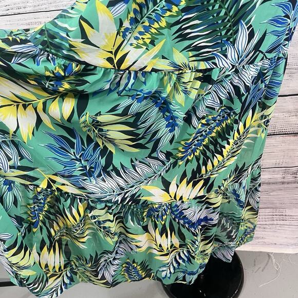 Nine West Dress size 8 Long Maxi Green Yellow Floral Tropical Wedding Hawaiian - Picture 11 of 16